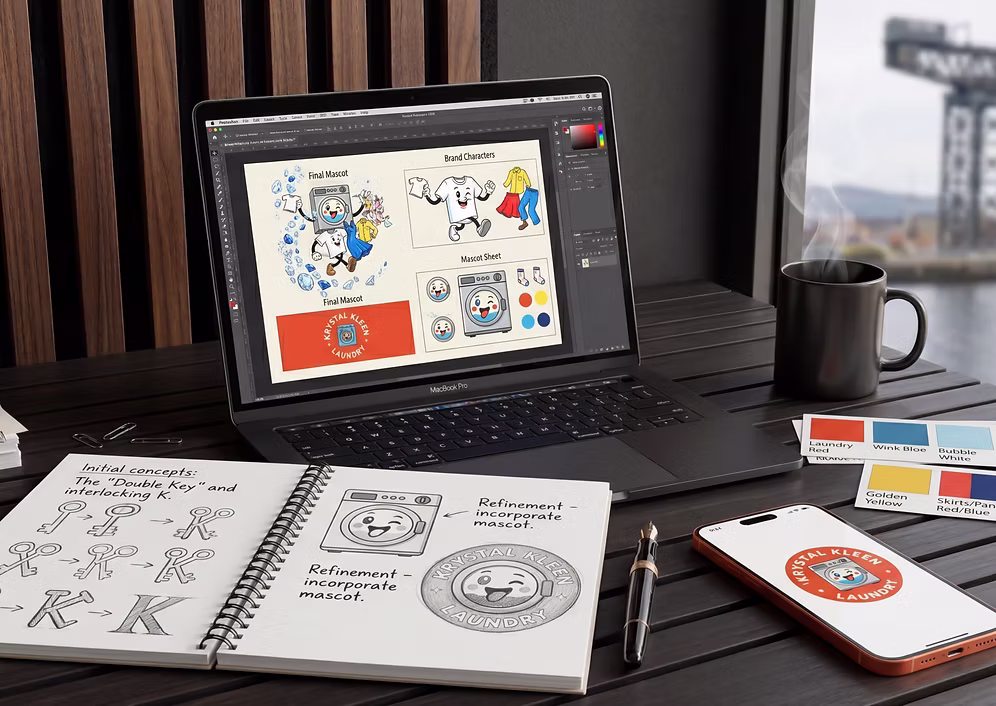 Mascot and logo development mockup